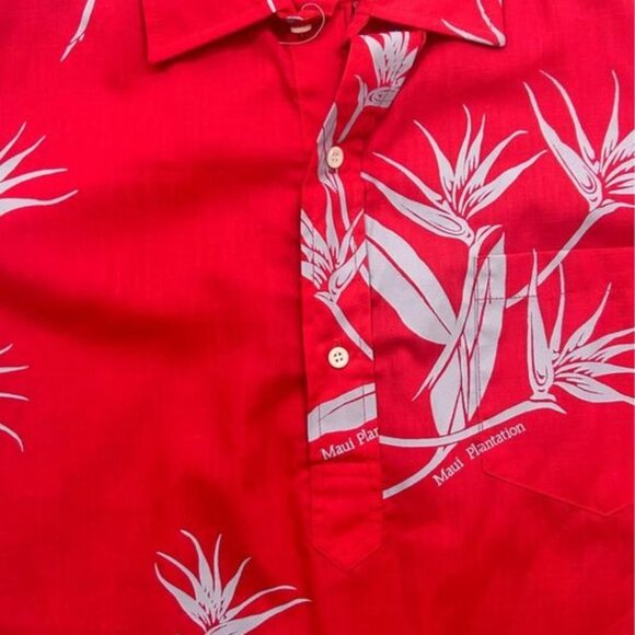Hilo Hattie Shirt Mens medium Hawaiian red floral maui plantation - Picture 3 of 10